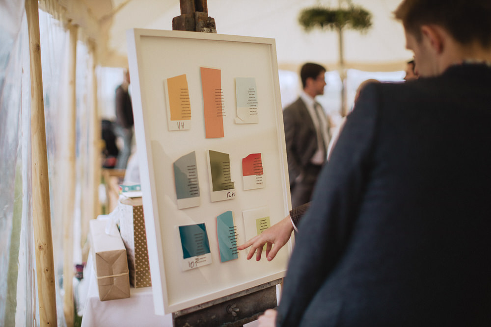 Table Plan Seating Chart Art Colours Marquee Wedding Wales Fox & Bear Photography