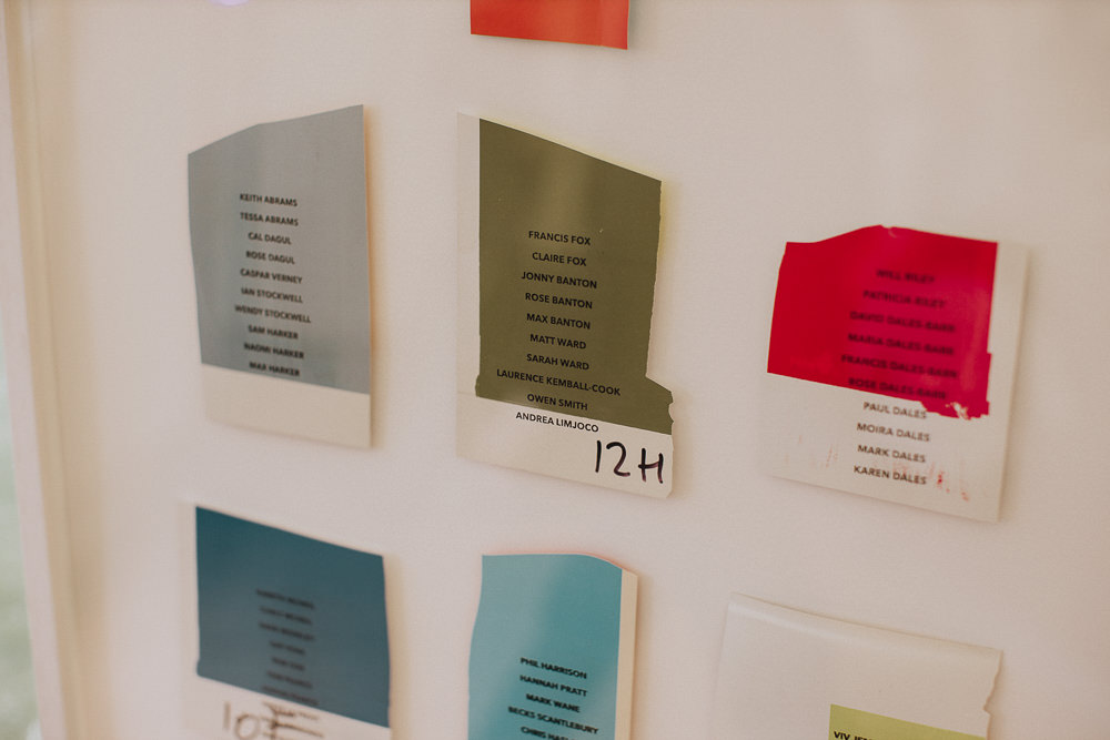 Table Plan Seating Chart Art Colours Marquee Wedding Wales Fox & Bear Photography