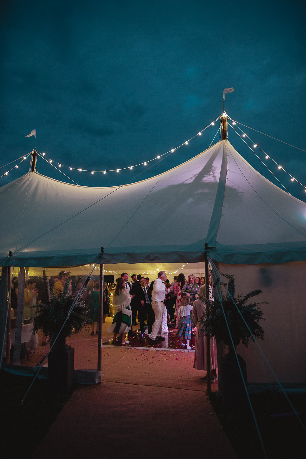 Fairy Lights Open Sided Pole Tent Marquee Wedding Wales Fox & Bear Photography