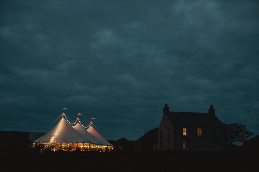 Fairy Lights Open Sided Pole Tent Marquee Wedding Wales Fox & Bear Photography
