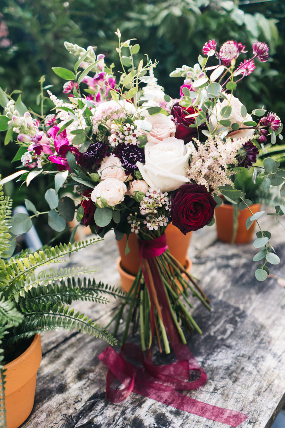 Newcastle Wedding Sally T Photography Bouquet Flowers Bride Bridal Burgundy Cream Rose Astilbe Eucalyptus 