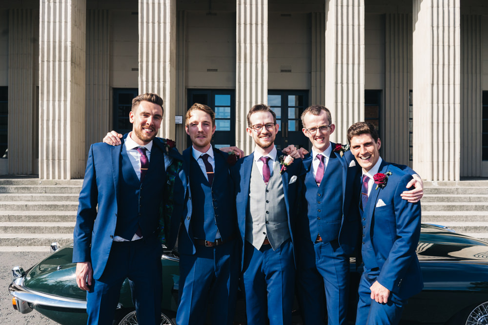 Groom Groomsmen Suits Naby Red Tie Newcastle Wedding Sally T Photography
