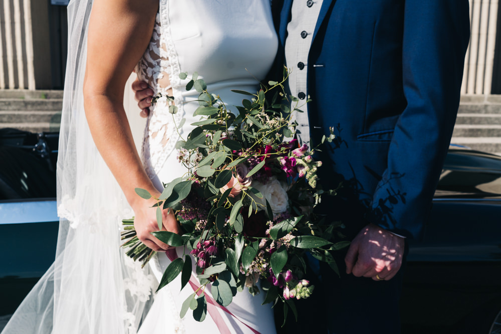 Bouquet Flowers Bride Bridal Burgundy Cream Rose Astilbe Eucalyptus Newcastle Wedding Sally T Photography