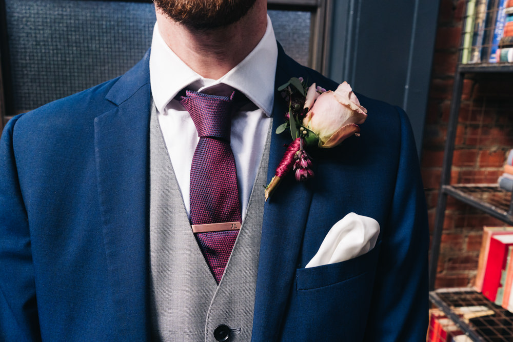 Groom Groomsmen Suits Naby Red Tie Buttonhole Newcastle Wedding Sally T Photography