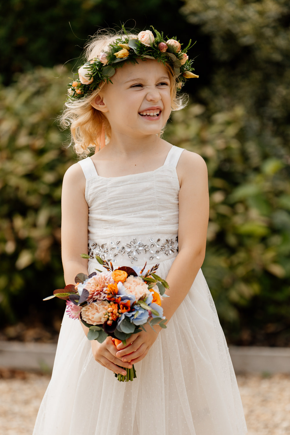 Flower Girl Dress Orange Blue Wedding Steph Kiely Photography