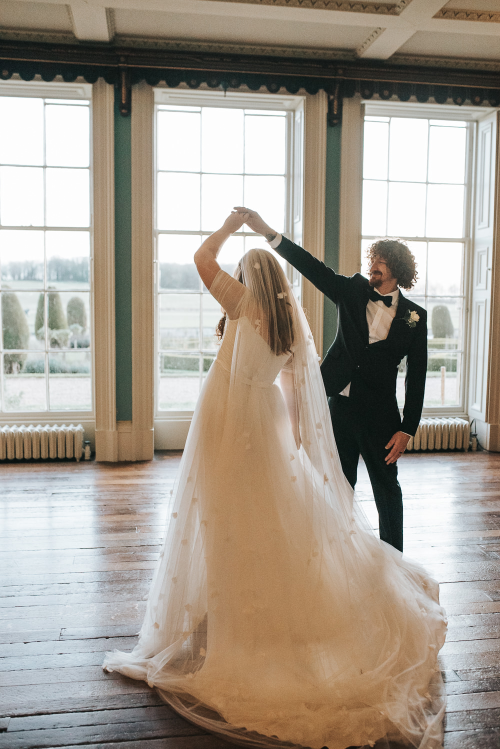 Bride Bridal Veil Petal Long Dress Gown Train Prestwold Hall Wedding Pear & Bear Photography