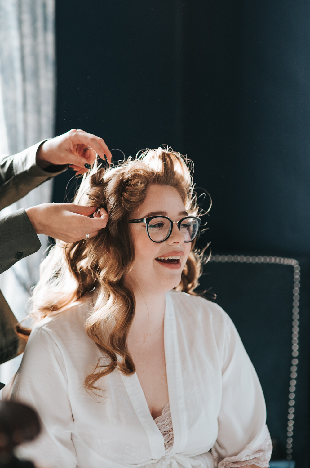 Bride Bridal Hair Make Up Glasses Prestwold Hall Wedding Pear & Bear Photography