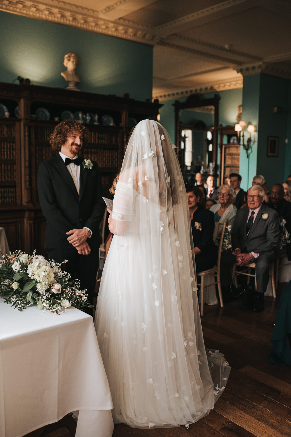 Bride Bridal Veil Petal Long Prestwold Hall Wedding Pear & Bear Photography