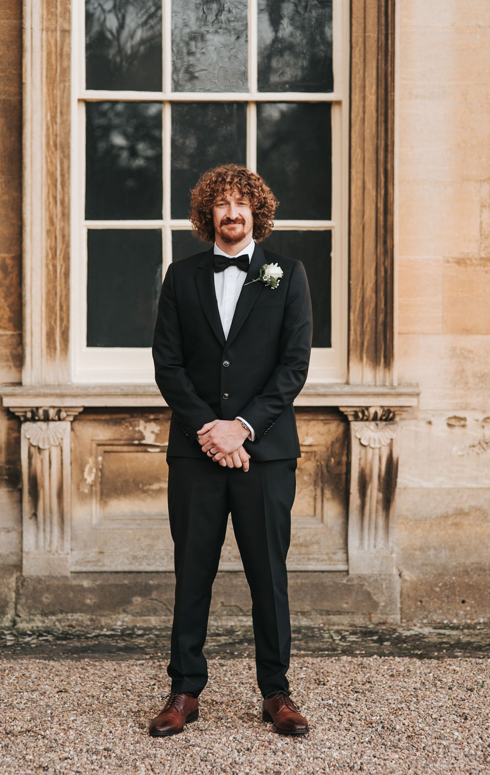 Groom Suit Black Bow Tie Prestwold Hall Wedding Pear & Bear Photography