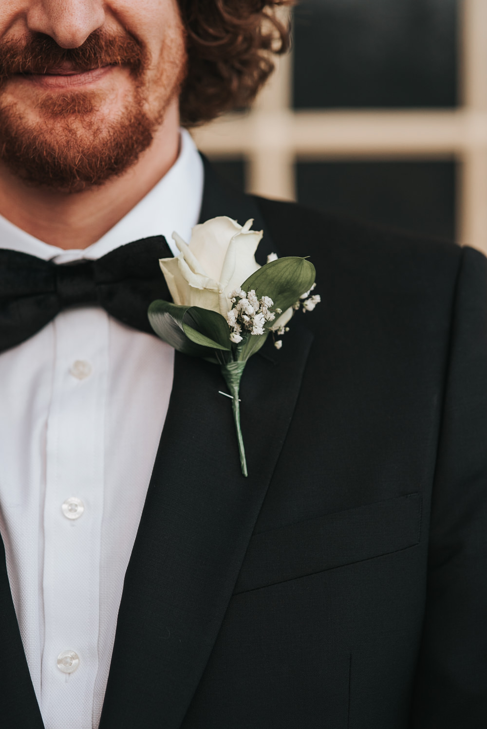 Rose Buttonhole Groom Prestwold Hall Wedding Pear & Bear Photography