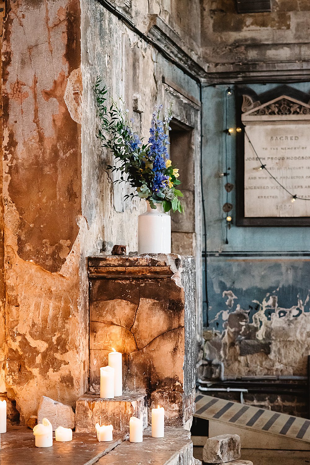 Flowers Candles Decor South London Wedding Fiona Kelly Photography