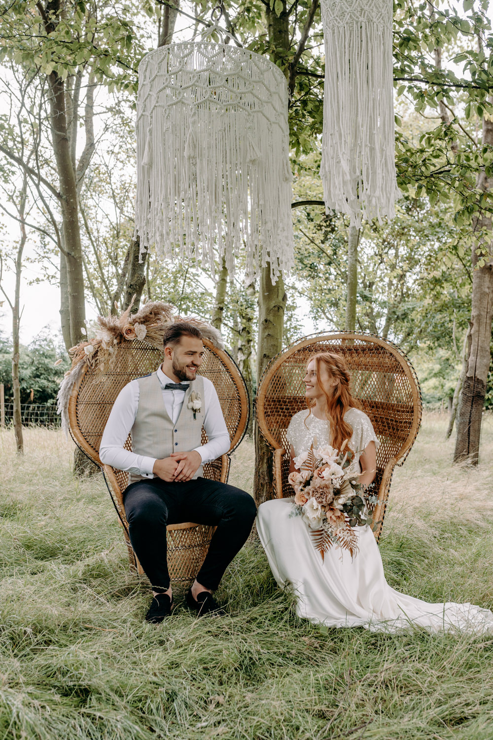 Peacock Chairs Macrame Flowers Sustainable Wedding Ideas EKR Pictures