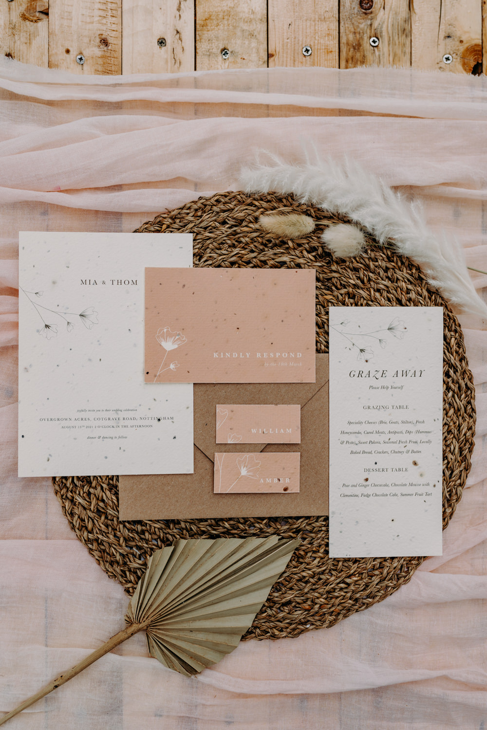 Stationery Modern Blush Invite Invitation Sustainable Wedding Ideas EKR Pictures