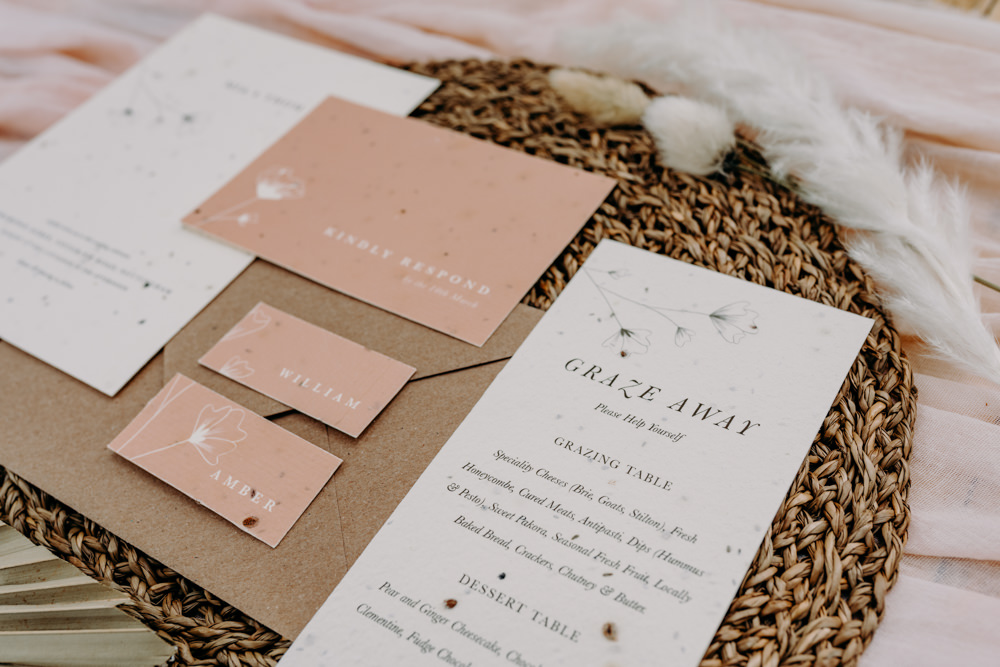 Stationery Modern Blush Invite Invitation Sustainable Wedding Ideas EKR Pictures