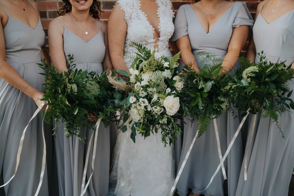 Bride Bridesmaid Bouquets Greenery Foliage The Barns East Yorkshire Wedding Bloom Weddings