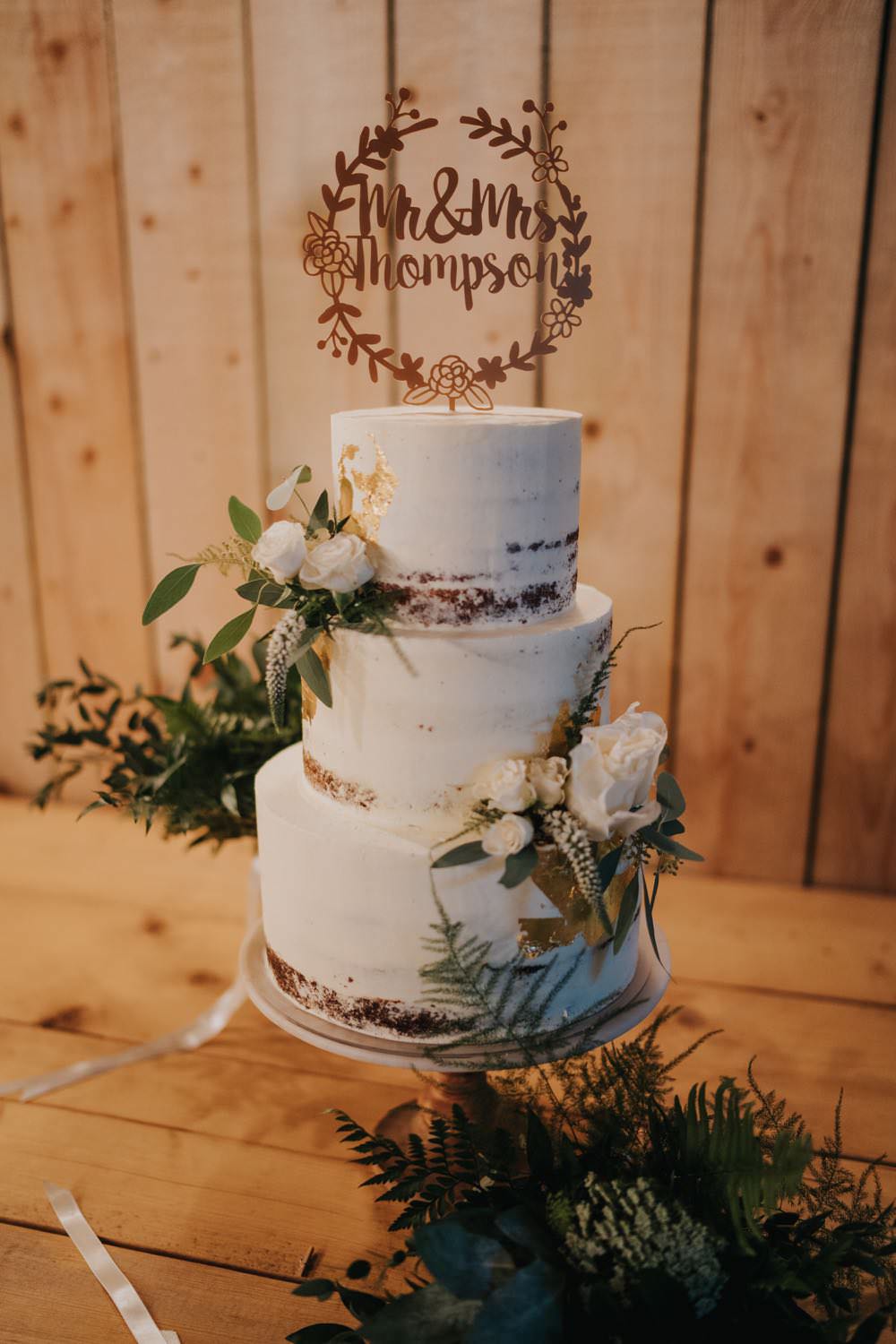Semi Naked Buttercream Cake Flowers Wooden Topper The Barns East Yorkshire Wedding Bloom Weddings