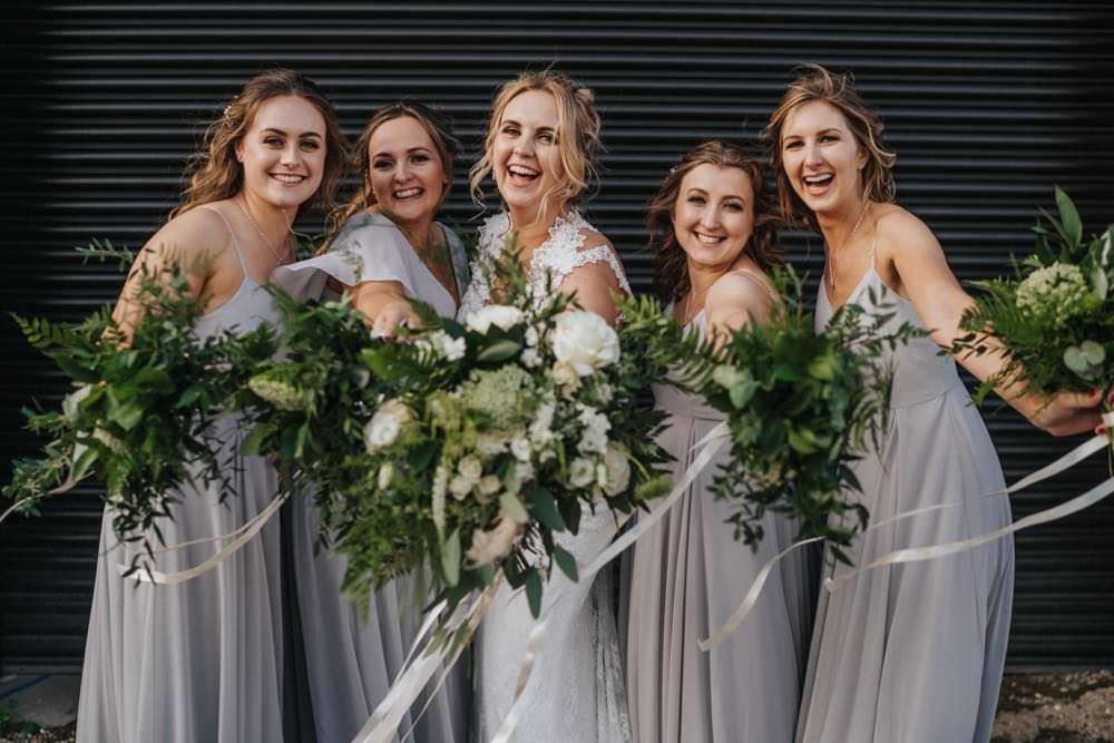 Bride Bridesmaid Bouquets Greenery Foliage The Barns East Yorkshire Wedding Bloom Weddings
