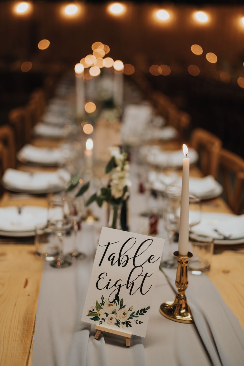 Table Decor Grey Silk Runner Candles Table Number Calligraphy The Barns East Yorkshire Wedding Bloom Weddings