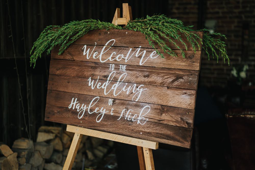 Welcome Sign Signs Signage Wooden The Barns East Yorkshire Wedding Bloom Weddings