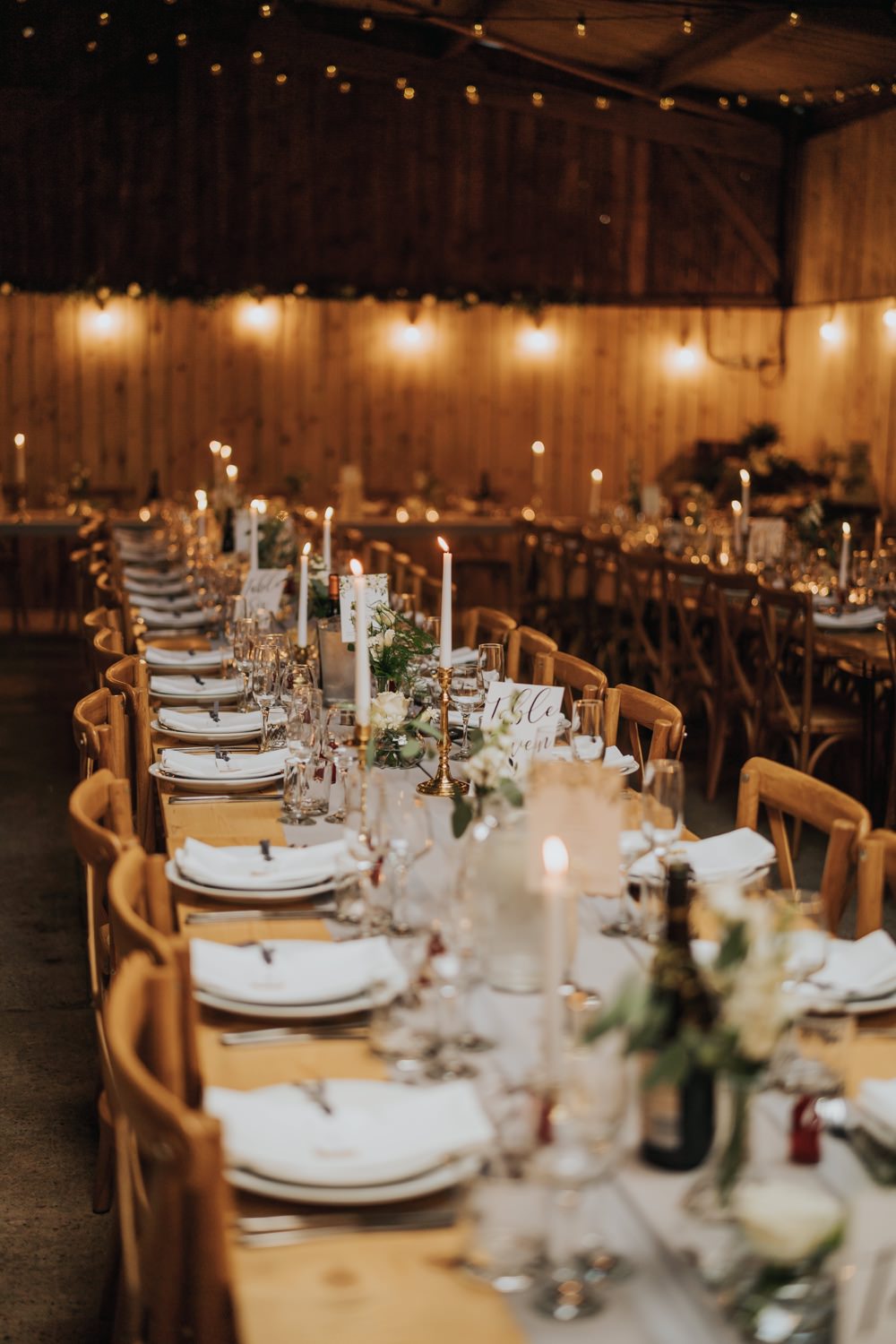 Decor Long Tables Candles Flowers The Barns East Yorkshire Wedding Bloom Weddings