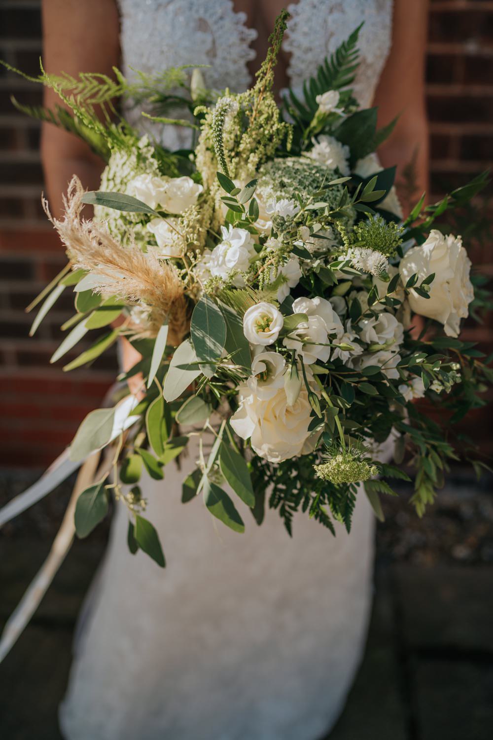 Bouquet Flowers Bride Bridal Greenery Pampas Grass Foliage The Barns East Yorkshire Wedding Bloom Weddings