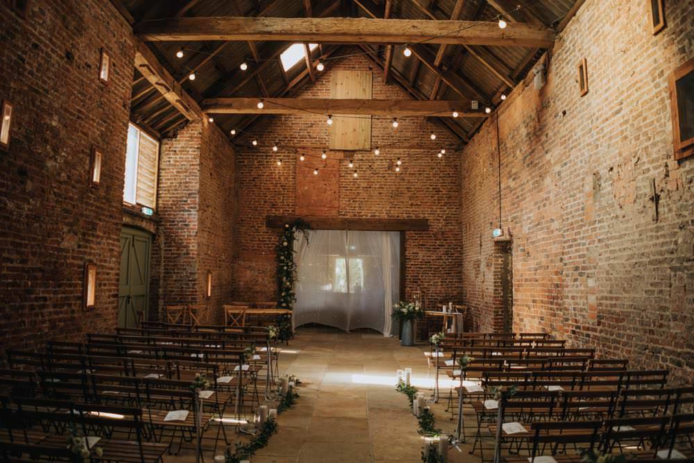 Fairy Lights Ceremony The Barns East Yorkshire Wedding Bloom Weddings