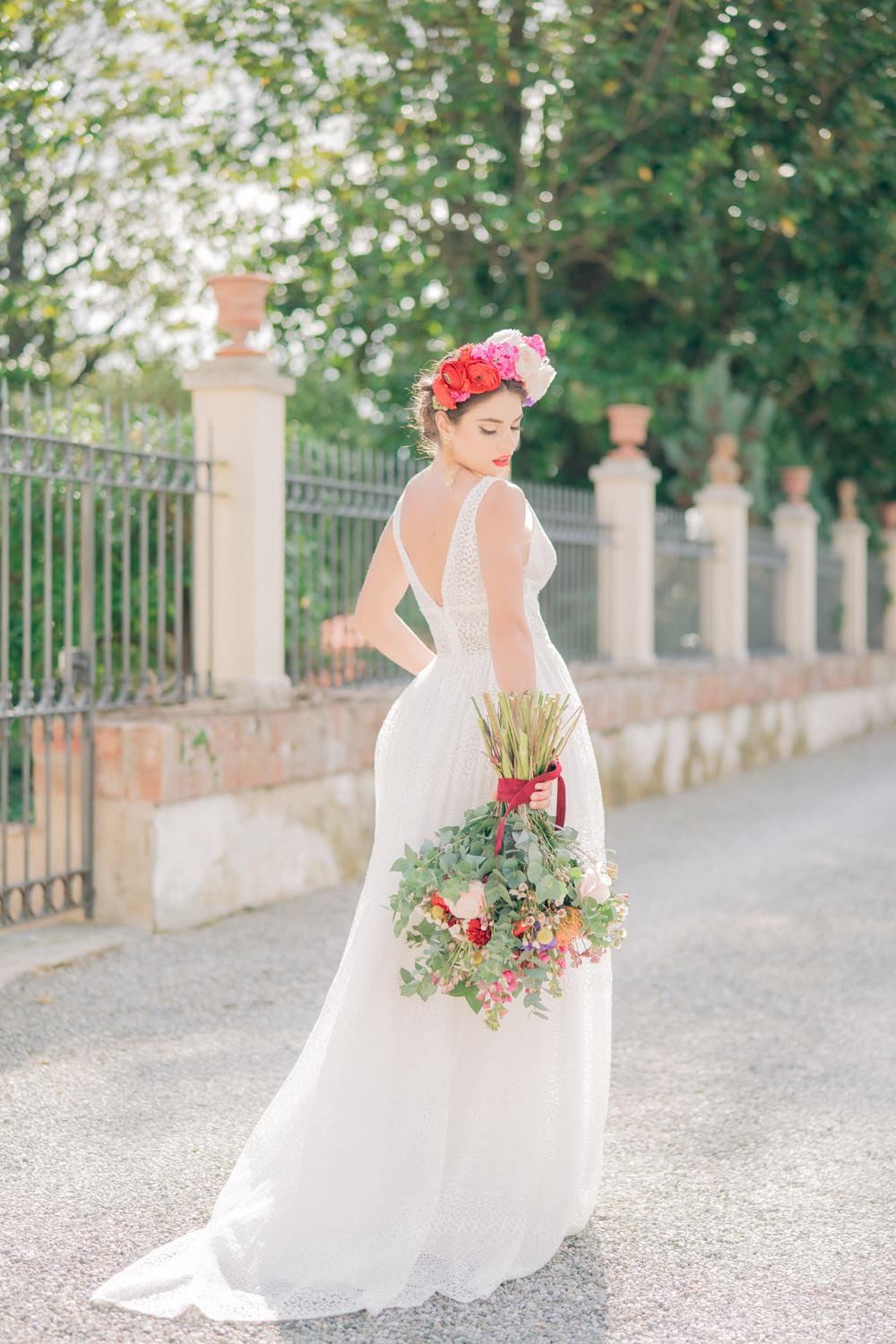 Dress Gown Bride Bridal Lace Straps Tuscan Wedding Ideas Giuseppe Giovannelli