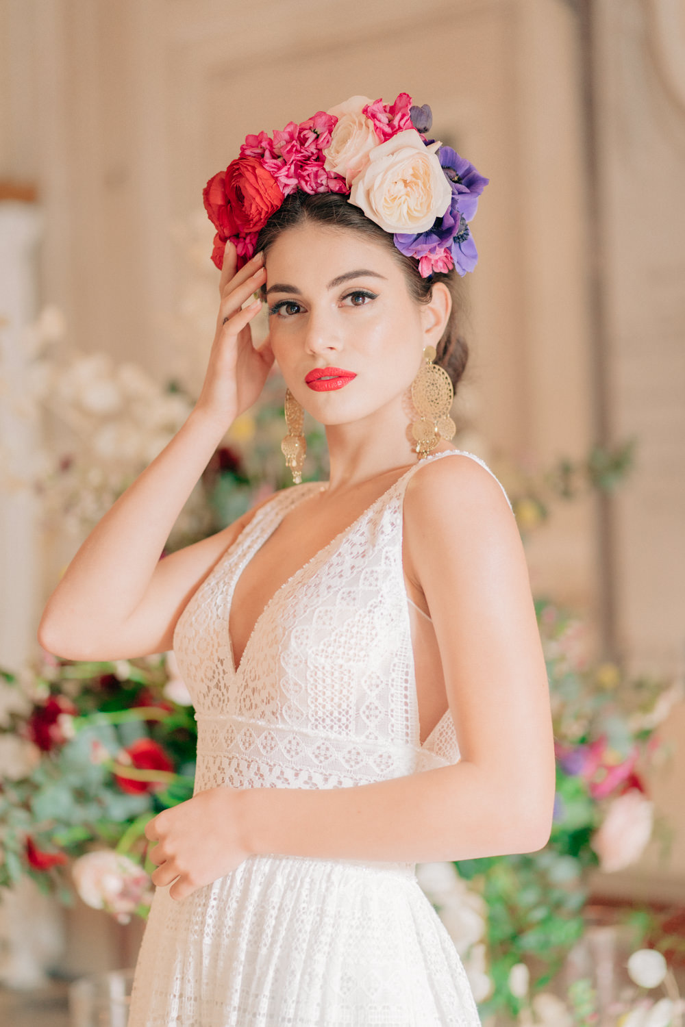 Bride Bridal Make Up Hair Flower Crown Tuscan Wedding Ideas Giuseppe Giovannelli