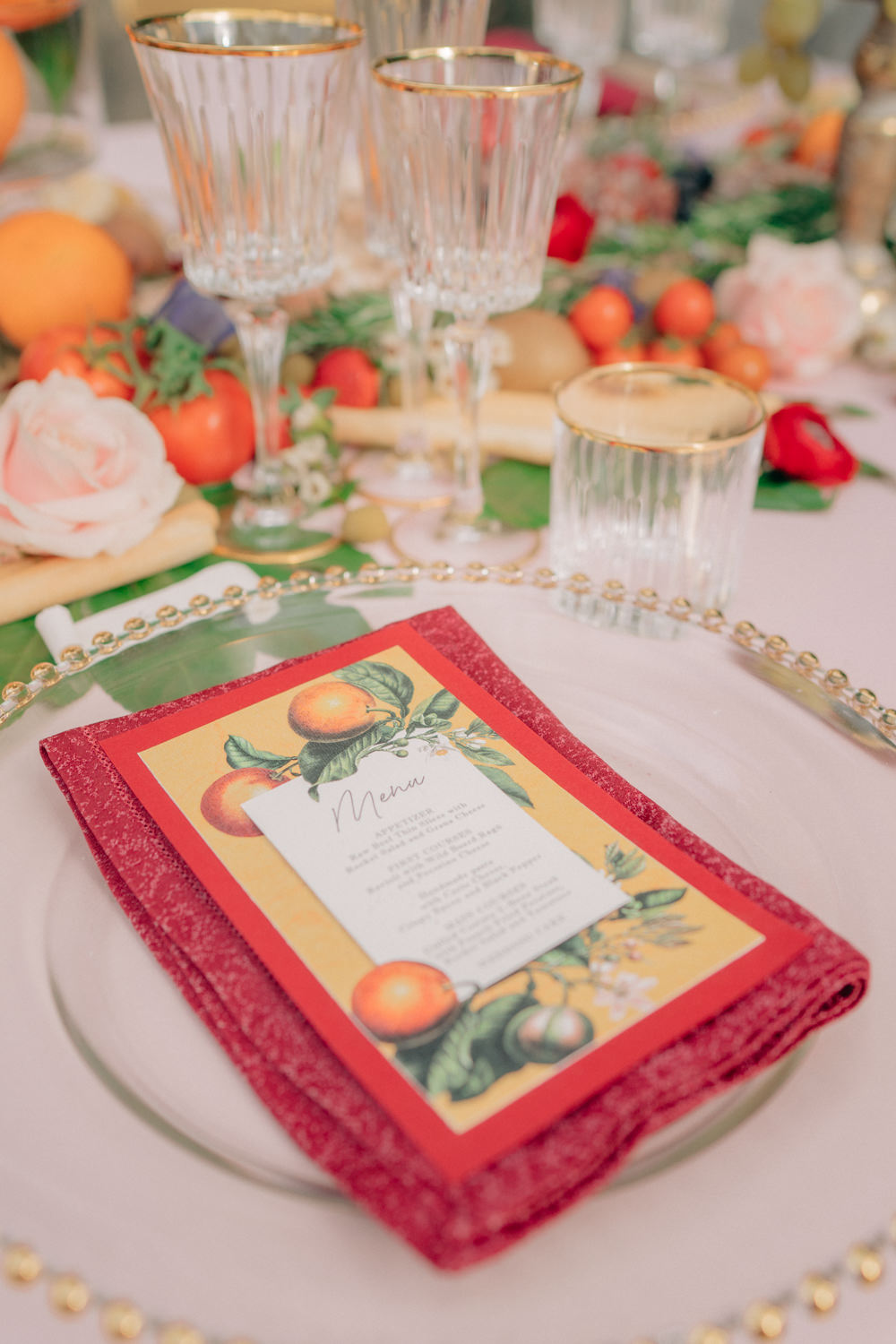 Menu Place Setting Tuscan Wedding Ideas Giuseppe Giovannelli