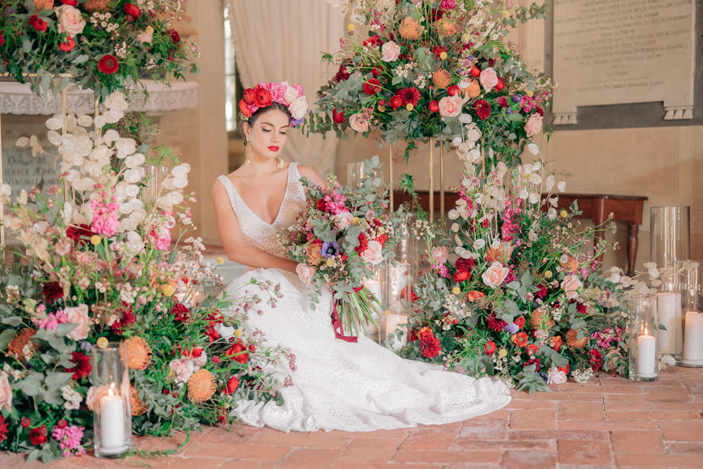 Flower Installation Florals Backdrop Tuscan Wedding Ideas Giuseppe Giovannelli