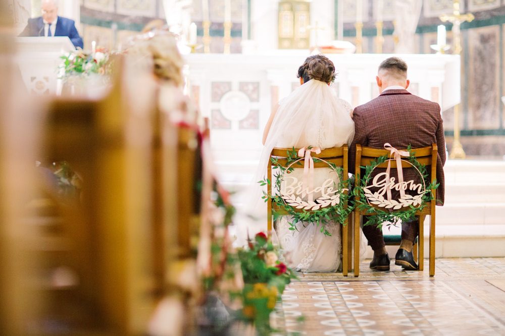 Church Chairs Flowers Autumn Halloween Wedding Hannah Mckernan