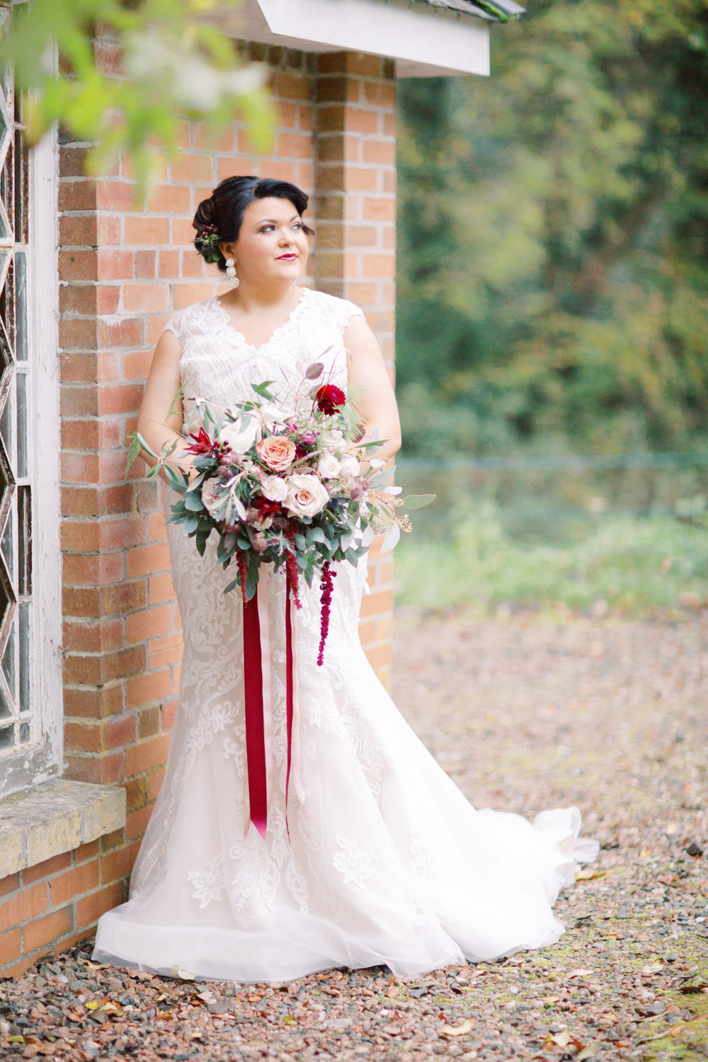 Dress Gown Bride Bridal Cap Sleeves Lace Ronald Joyce Autumn Halloween Wedding Hannah Mckernan