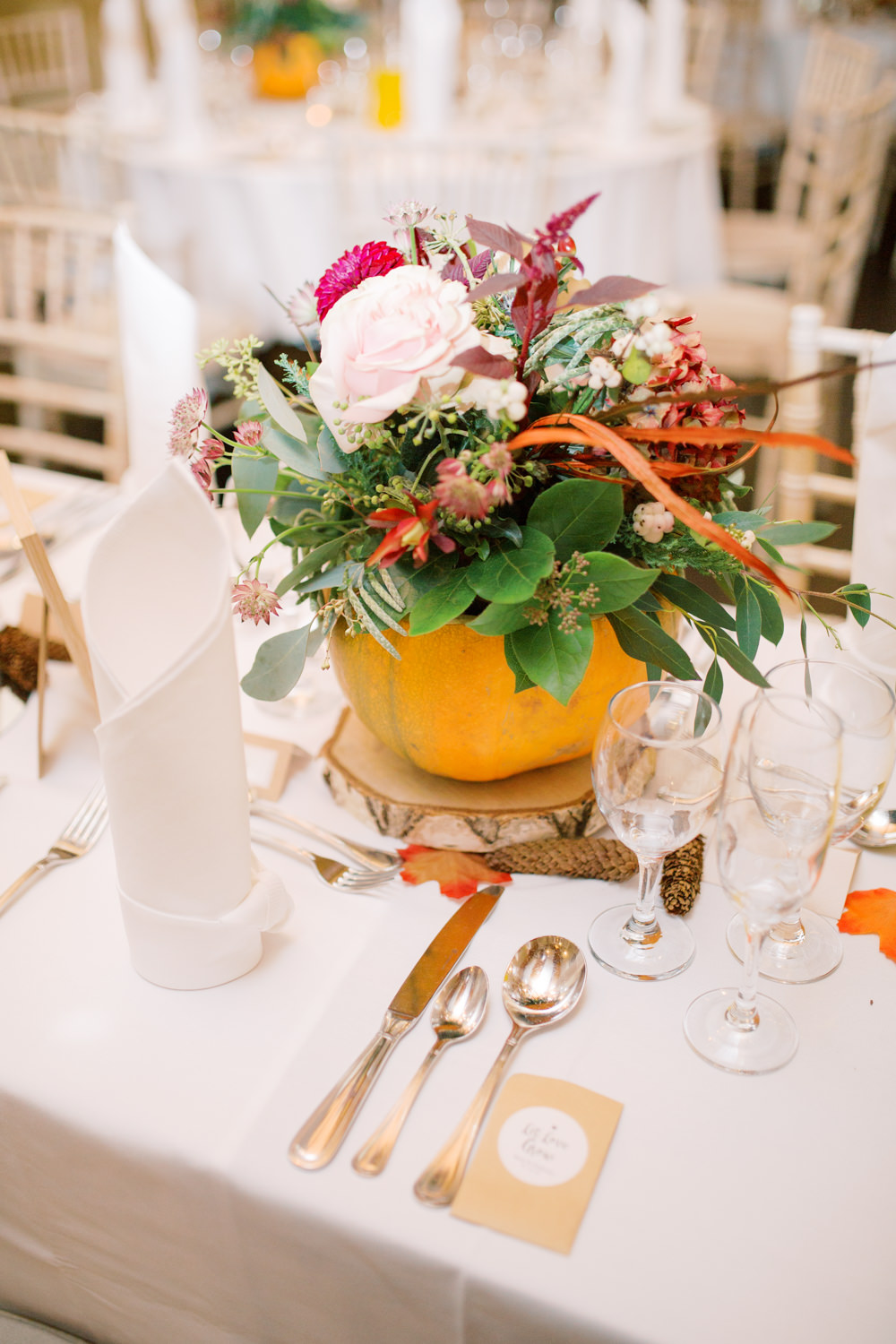 Centrepiece Pumpkin Flowers Decor Autumn Halloween Wedding Hannah Mckernan