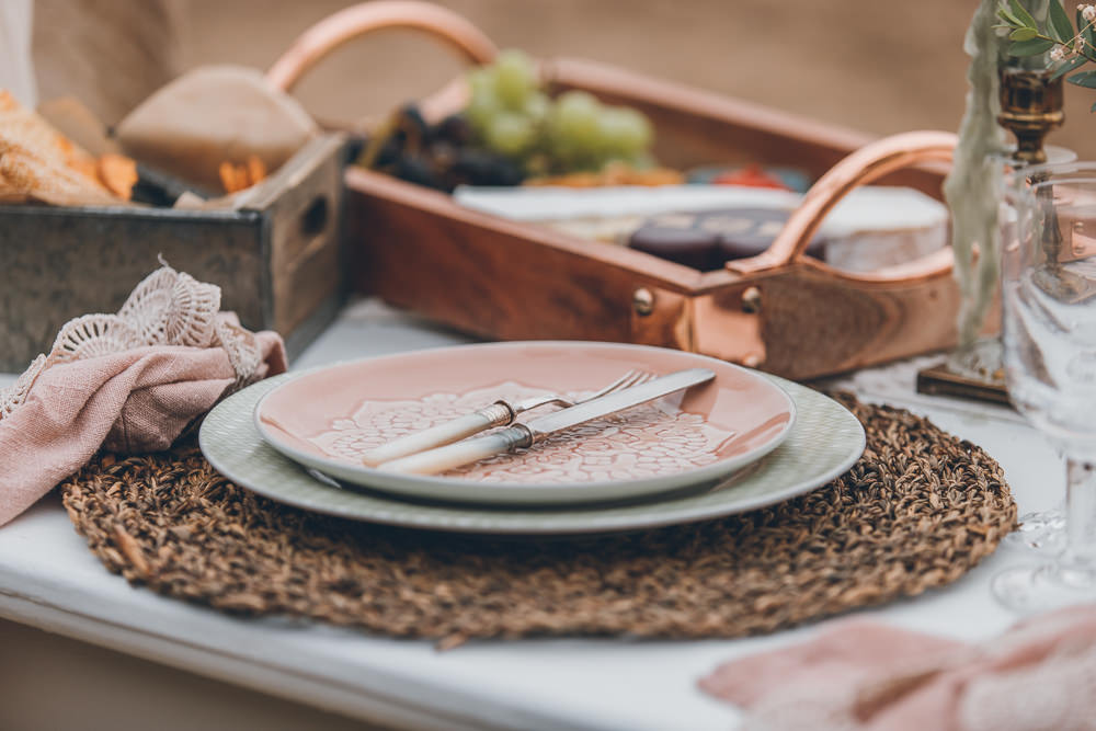 Place Setting Plate Beach Wedding UK Maria Madison Photographer