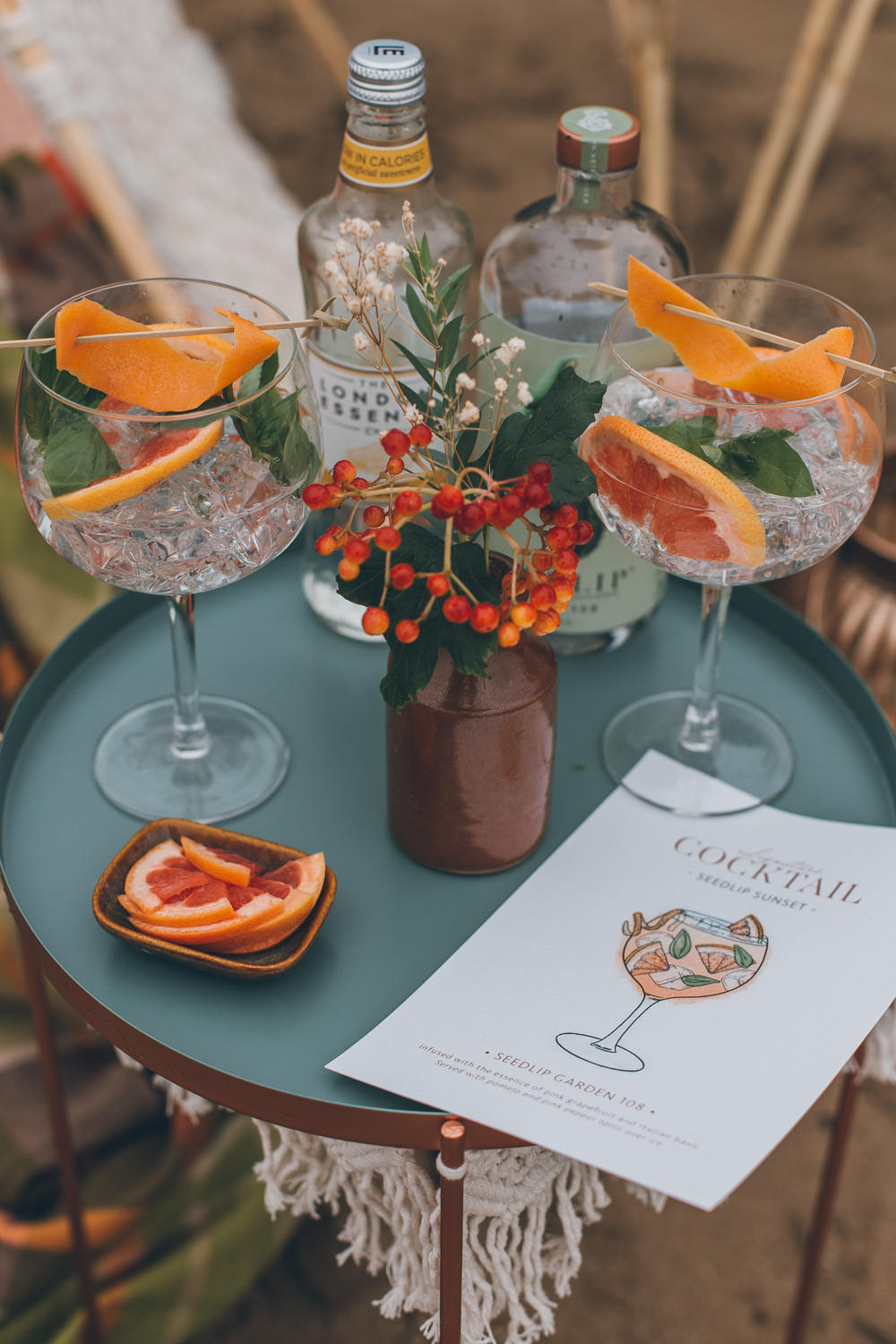Drinks Cocktails Beach Wedding UK Maria Madison Photographer