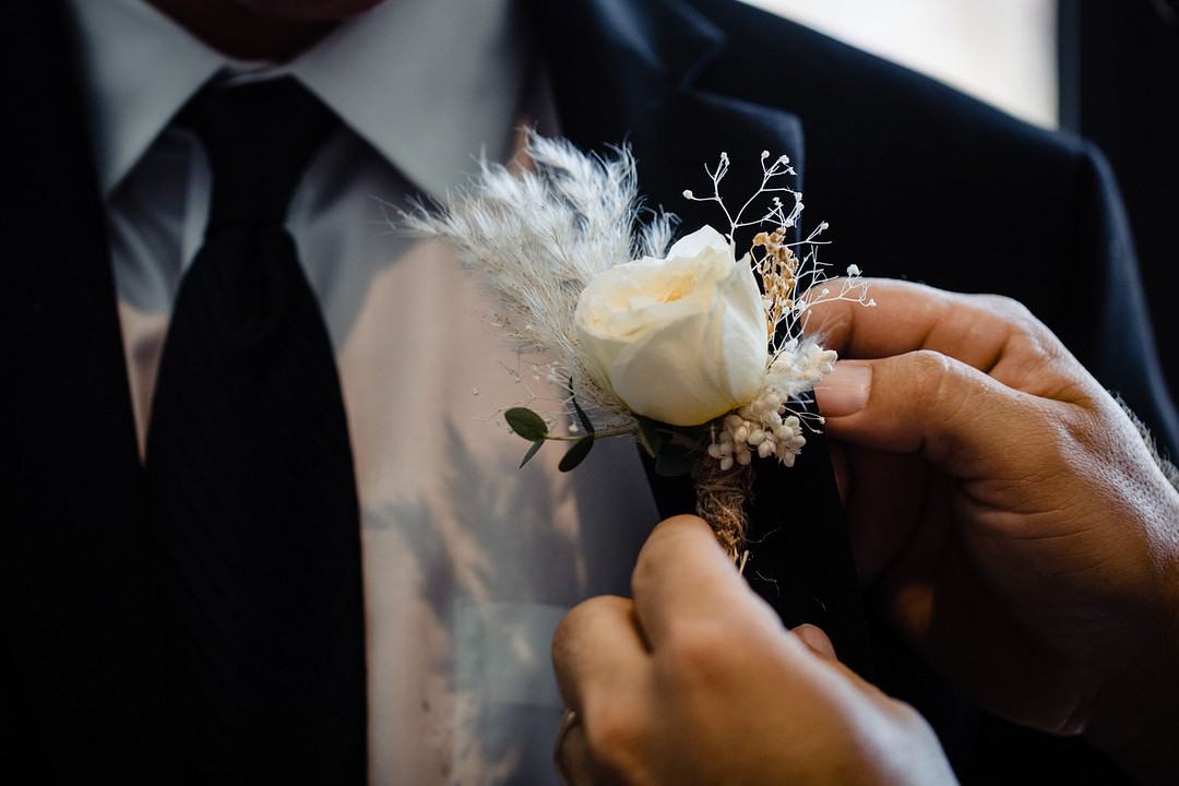 Bohemian Mexico Wedding Fabi Rosas Cabo Wedding Photographer Groom Buttonhole 