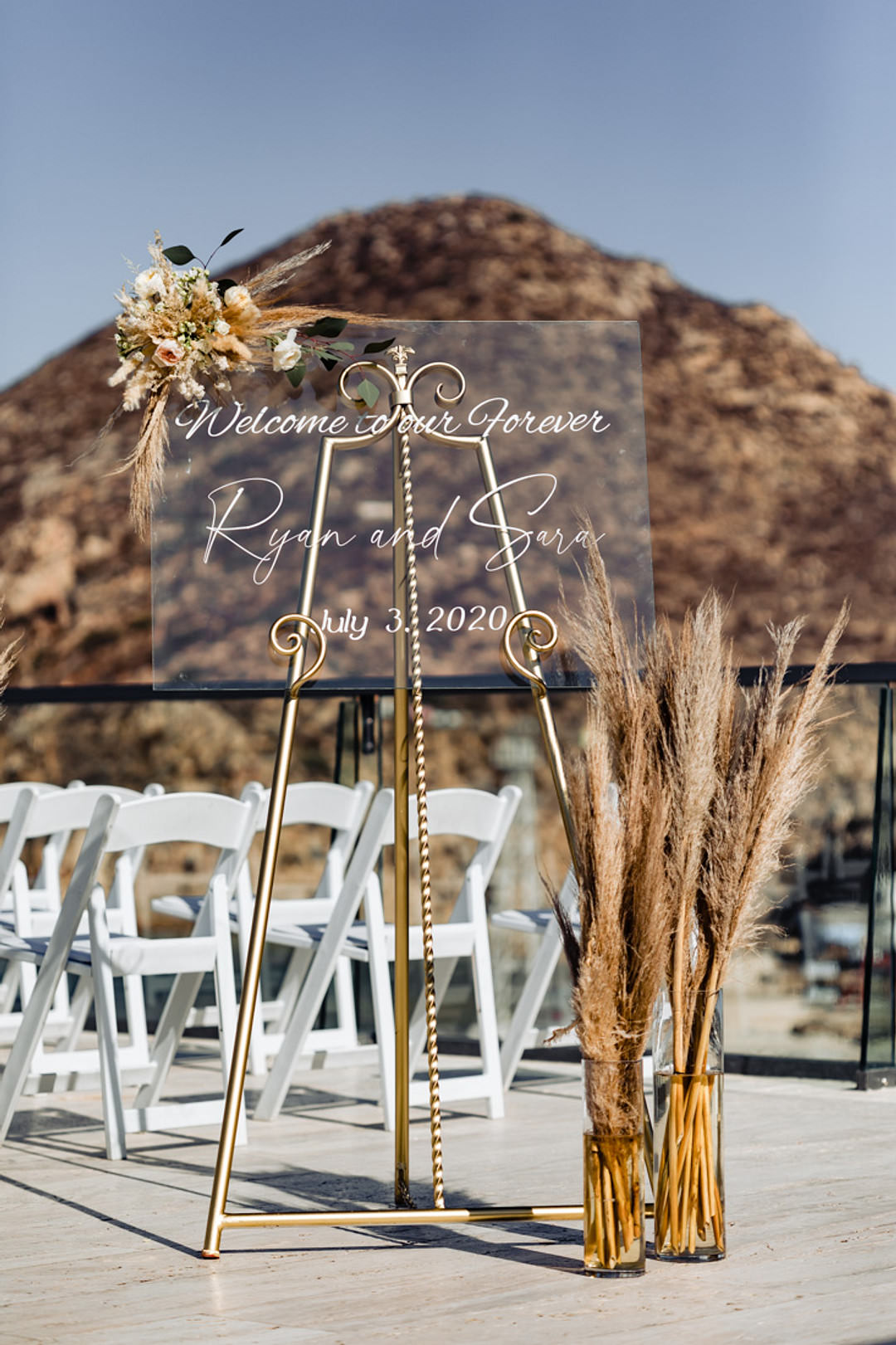 Clear Sign Signs Signage Bohemian Mexico Wedding Fabi Rosas Cabo Wedding Photographer