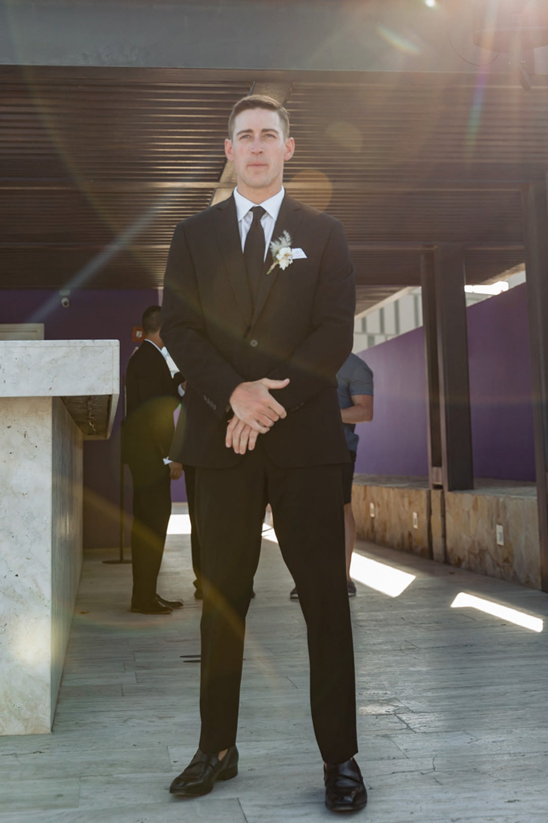 Groom Suit Black Tie Bohemian Mexico Wedding Fabi Rosas Cabo Wedding Photographer