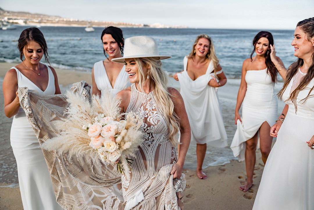 Bridesmaids Bridesmaid Dress Dresses White Bohemian Mexico Wedding Fabi Rosas Cabo Wedding Photographer