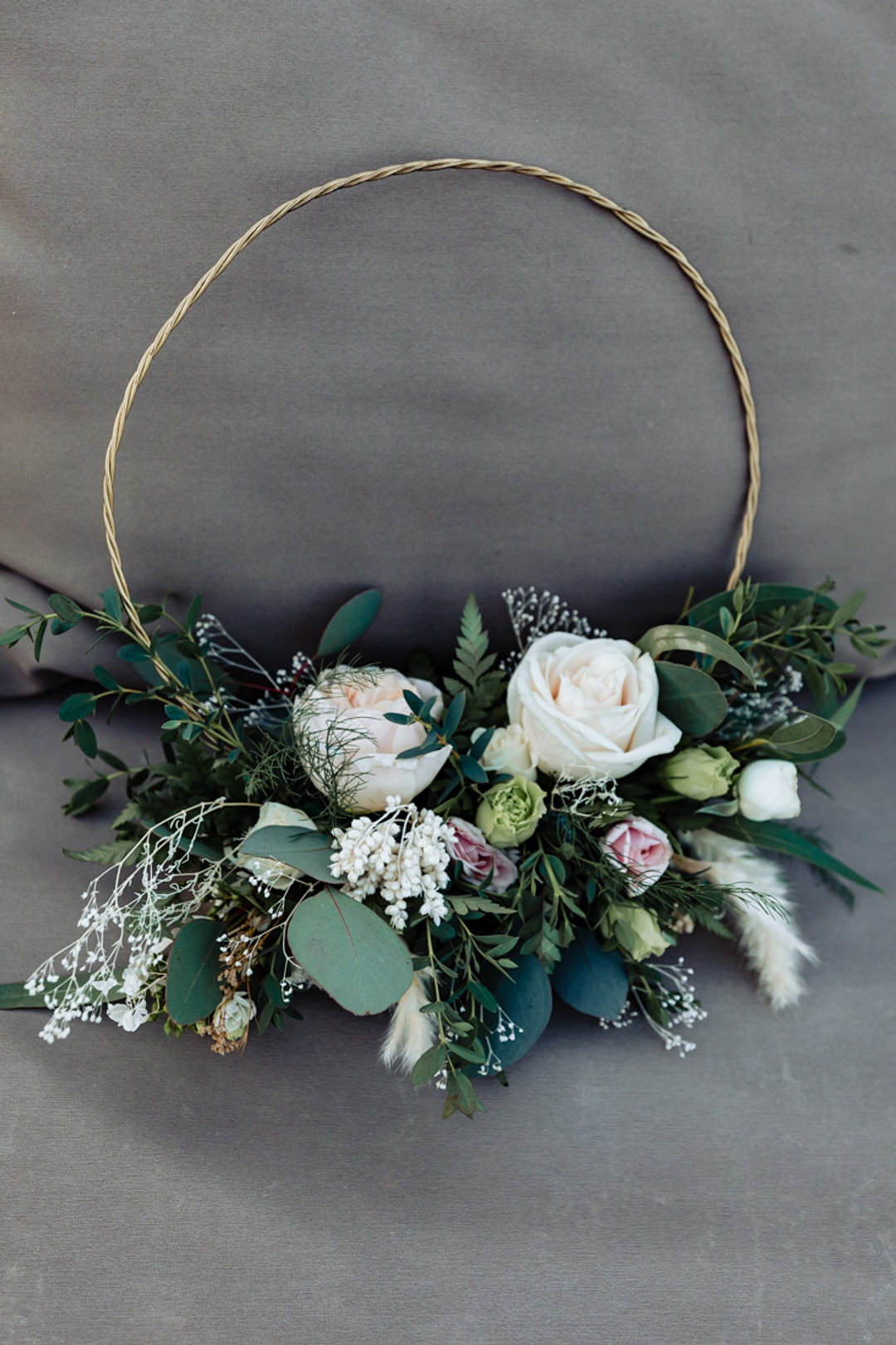 Hoop Bouquet Flowers Bridesmaid Bohemian Mexico Wedding Fabi Rosas Cabo Wedding Photographer