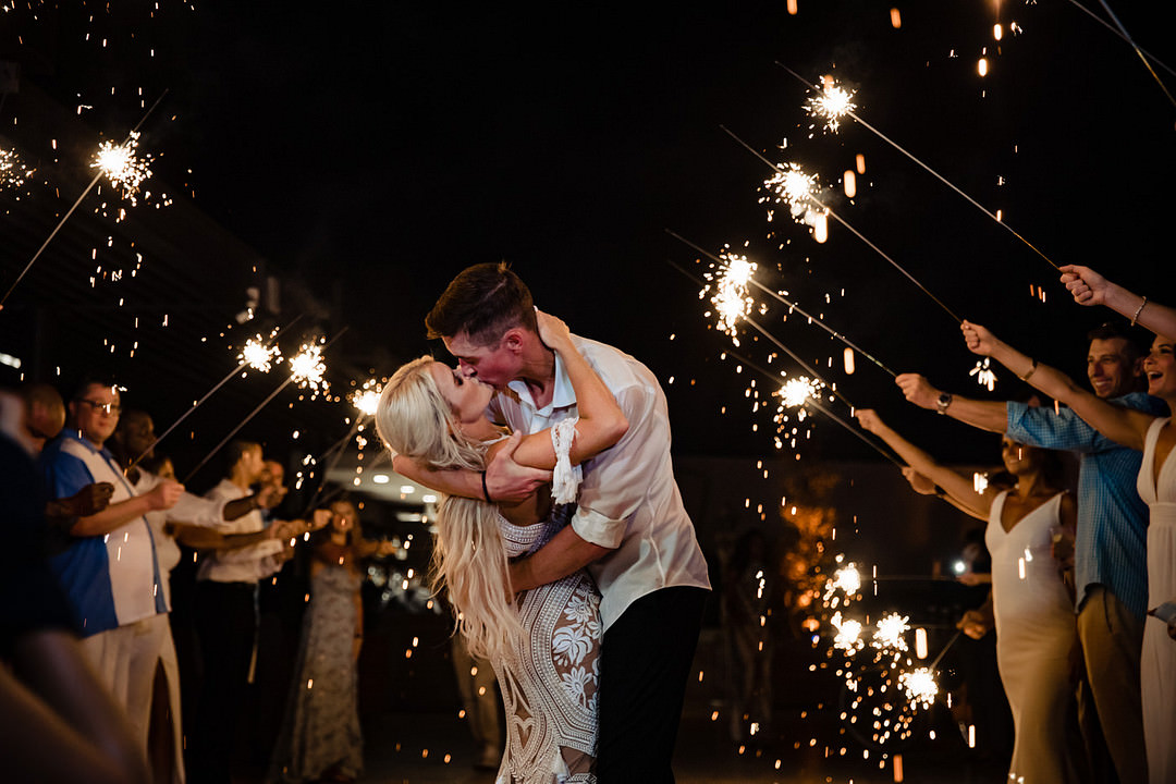 Sparklers Sparkler Exit Bohemian Mexico Wedding Fabi Rosas Cabo Wedding Photographer