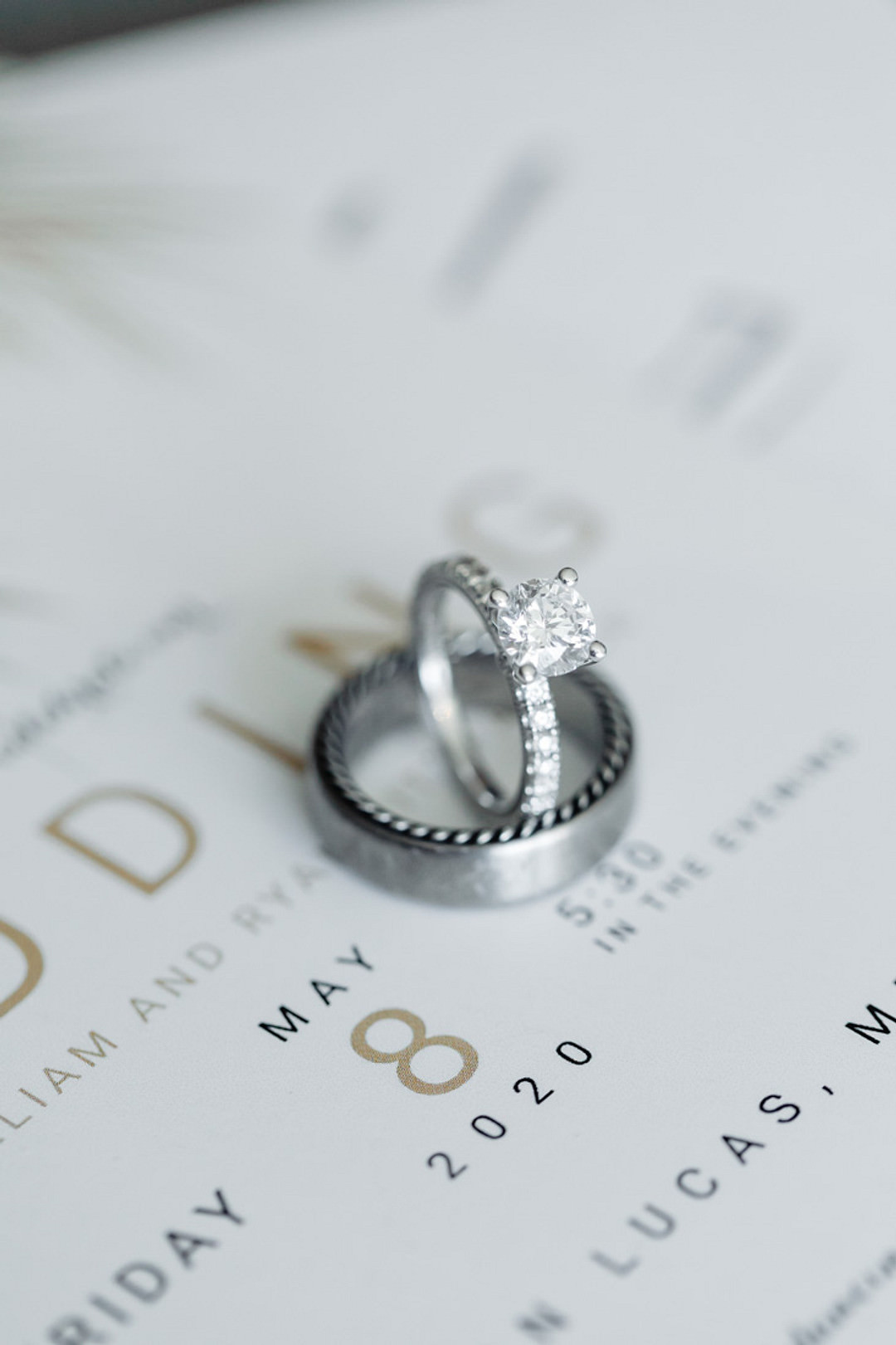 Rings Bands Engagement Diamond Bohemian Mexico Wedding Fabi Rosas Cabo Wedding Photographer