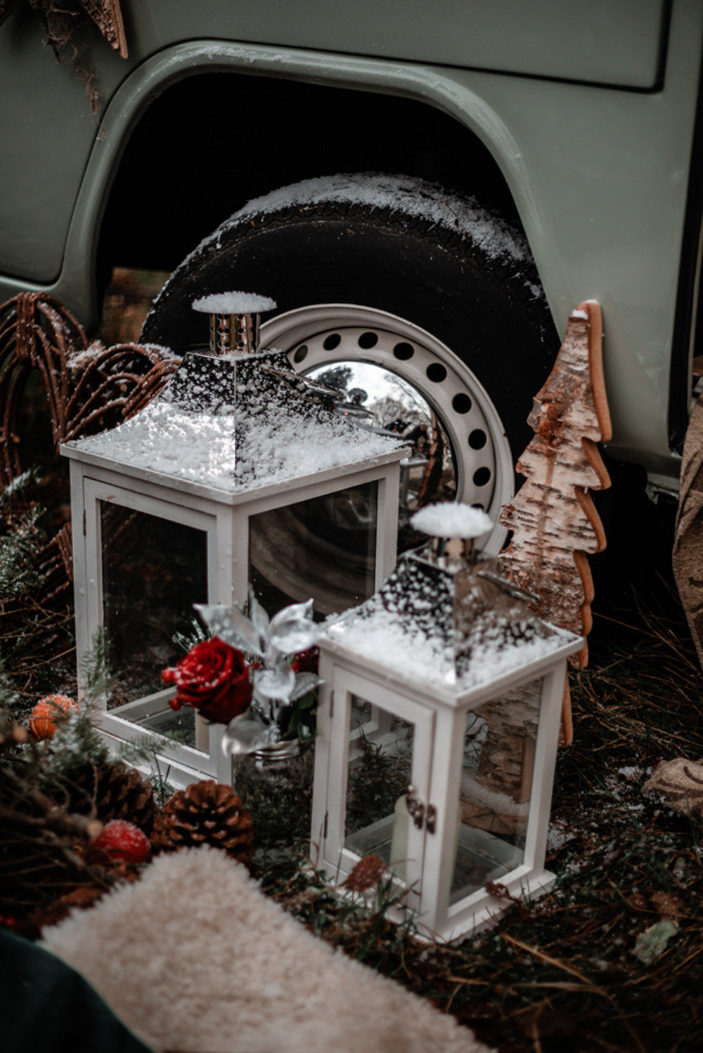 Candles Lanterns Christmas Engagement Avalon Photography