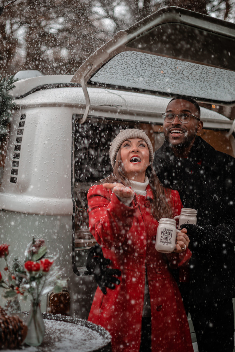 Snow Christmas Engagement Avalon Photography