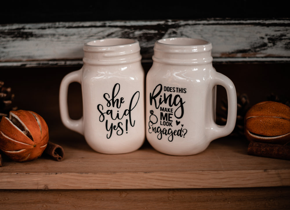 Hot Chocolate Mugs Christmas Engagement Avalon Photography