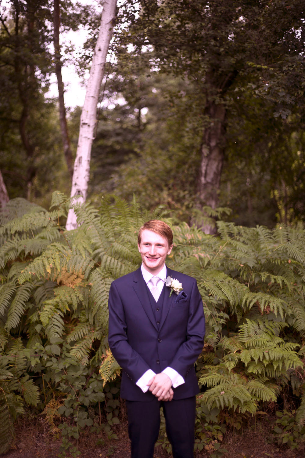 Groom Suit Navy Pink Tie Cuffley Camp Wedding Heather Winstanley Photography