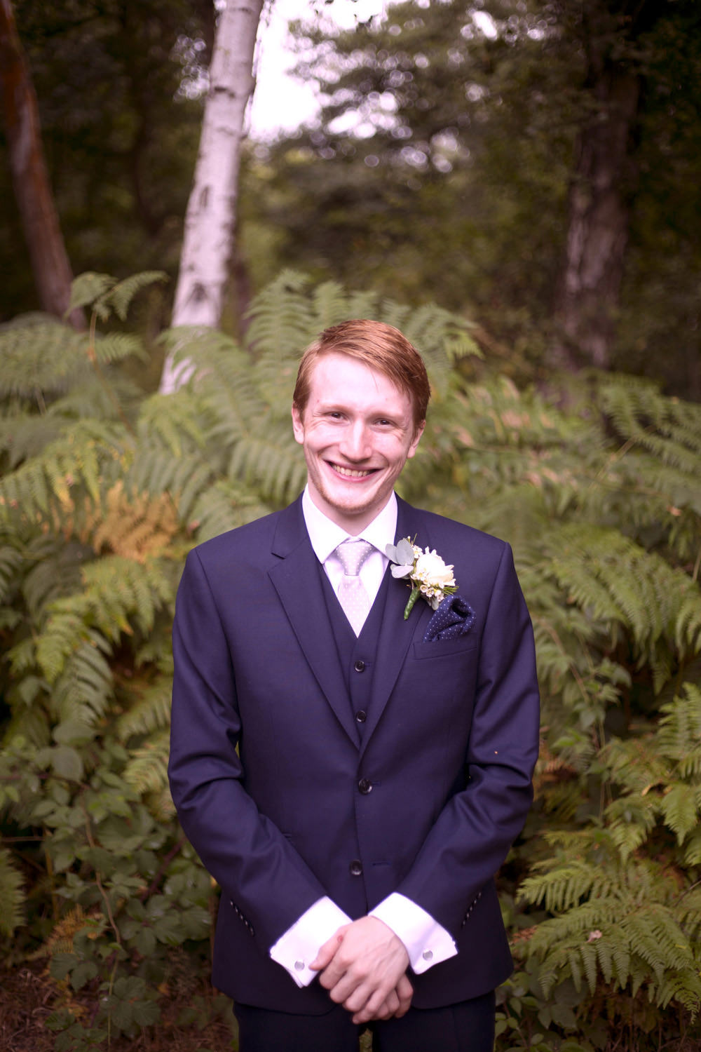 Groom Suit Navy Pink Tie Cuffley Camp Wedding Heather Winstanley Photography