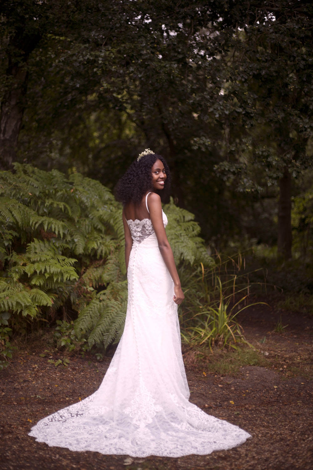 Dress Gown Bride Bridal Essense of Australia Lace Straps Tiara Crown Cuffley Camp Wedding Heather Winstanley Photography