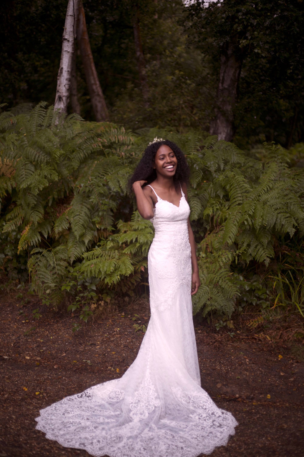 Dress Gown Bride Bridal Essense of Australia Lace Straps Tiara Crown Cuffley Camp Wedding Heather Winstanley Photography