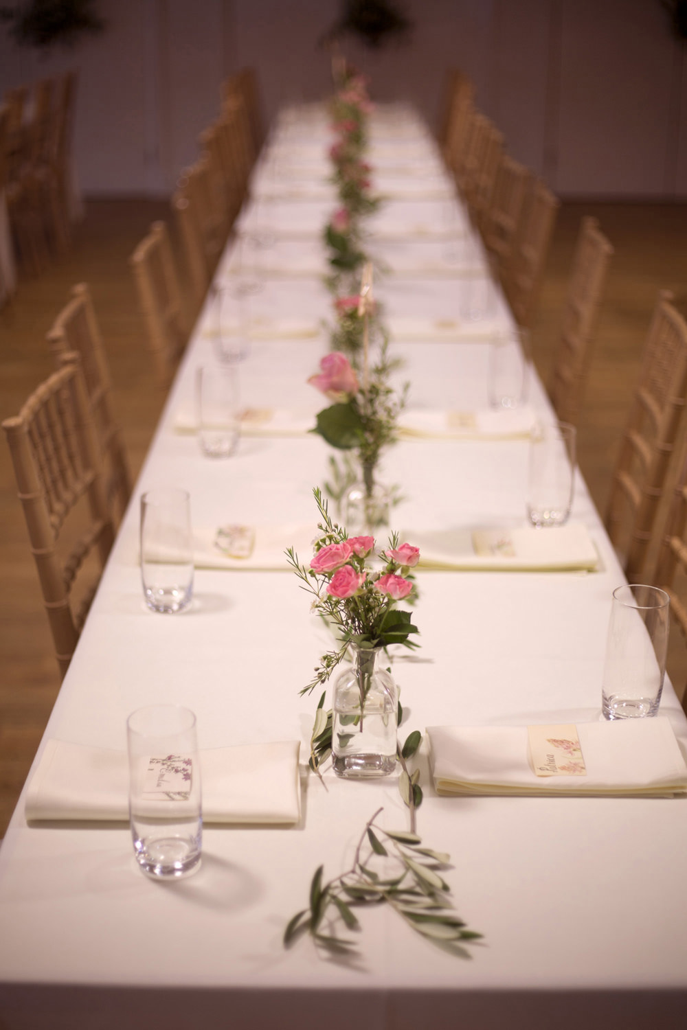 Long Tables Flowers Bottles Decor Cuffley Camp Wedding Heather Winstanley Photography